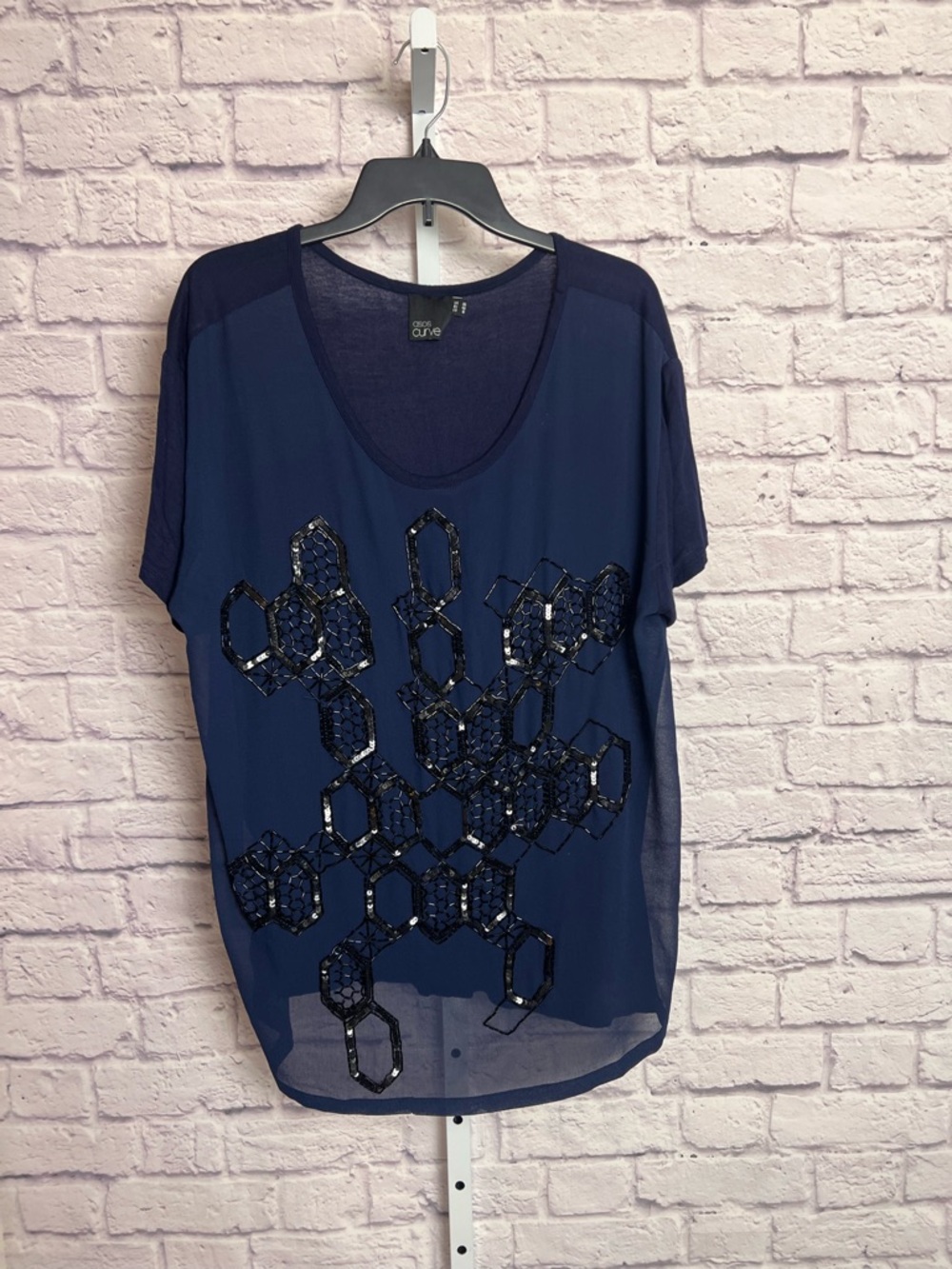ASOS Curve Sheer T-Shirt with Beaded Embellishments size 16